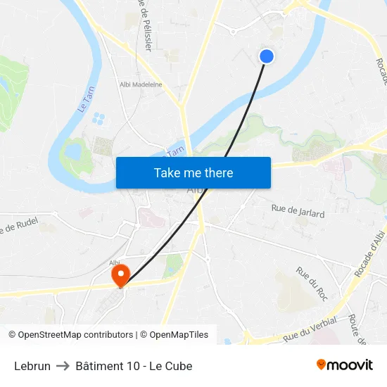 Lebrun to Bâtiment 10 - Le Cube map