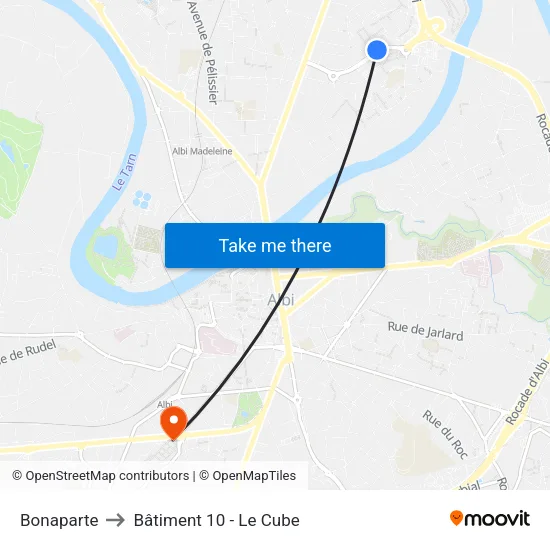 Bonaparte to Bâtiment 10 - Le Cube map