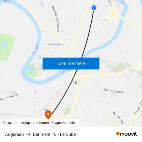 Augereau to Bâtiment 10 - Le Cube map