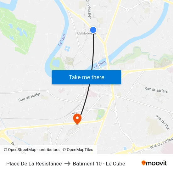 Place De La Résistance to Bâtiment 10 - Le Cube map