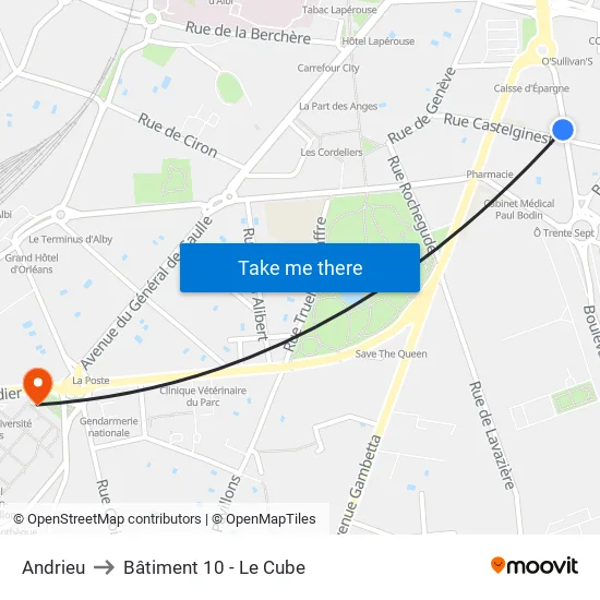 Andrieu to Bâtiment 10 - Le Cube map