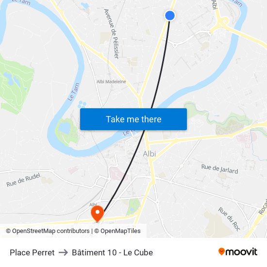 Place Perret to Bâtiment 10 - Le Cube map