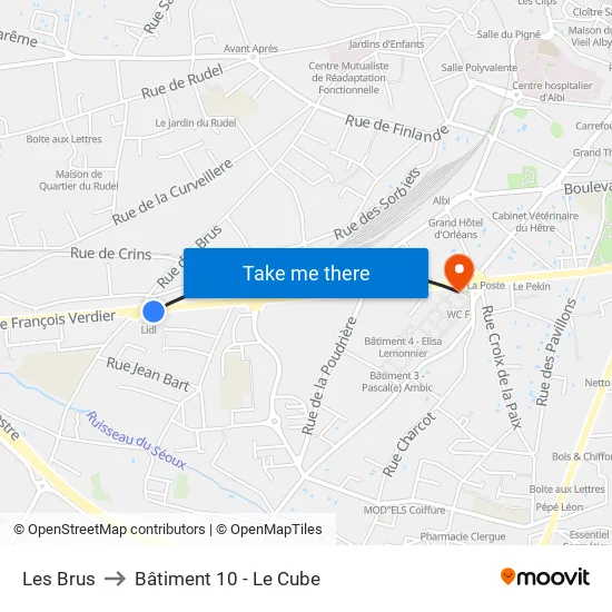 Les Brus to Bâtiment 10 - Le Cube map