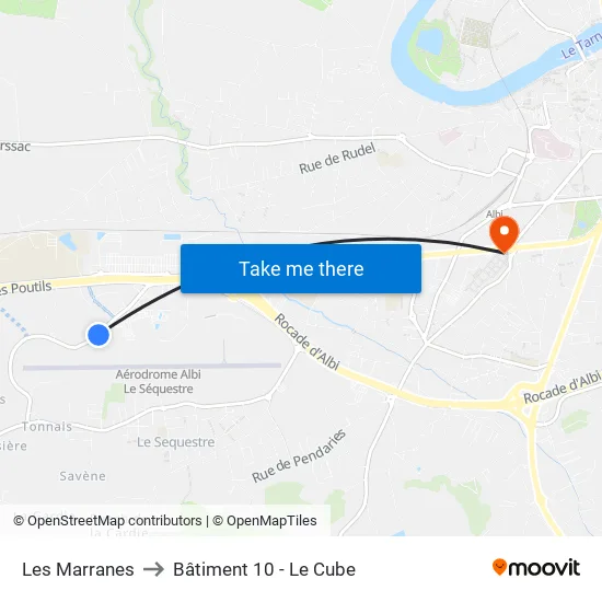 Les Marranes to Bâtiment 10 - Le Cube map