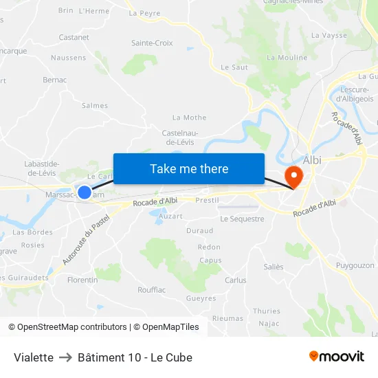 Vialette to Bâtiment 10 - Le Cube map
