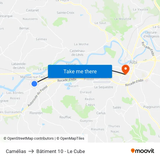 Camélias to Bâtiment 10 - Le Cube map