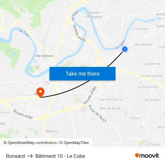 Ronsard to Bâtiment 10 - Le Cube map