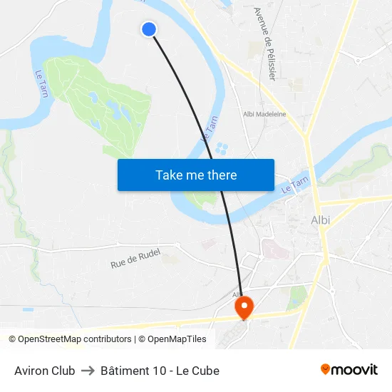Aviron Club to Bâtiment 10 - Le Cube map