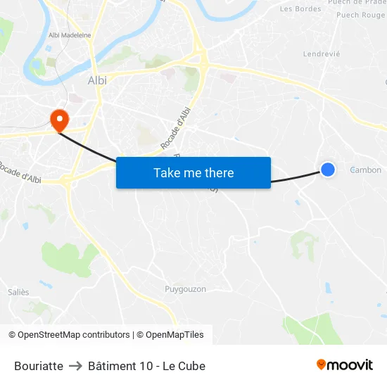 Bouriatte to Bâtiment 10 - Le Cube map