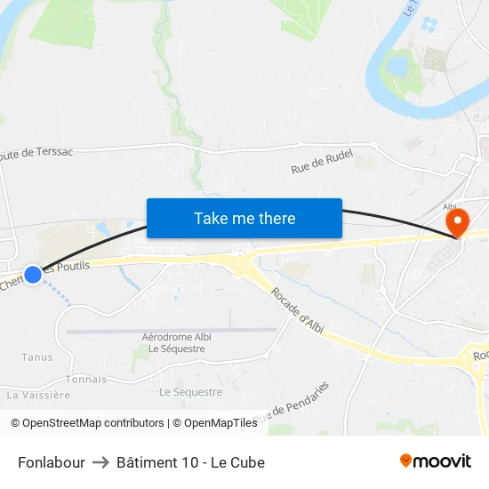 Fonlabour to Bâtiment 10 - Le Cube map