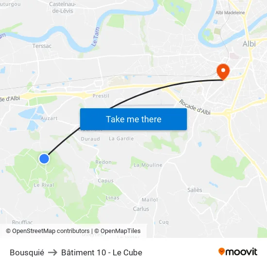 Bousquié to Bâtiment 10 - Le Cube map