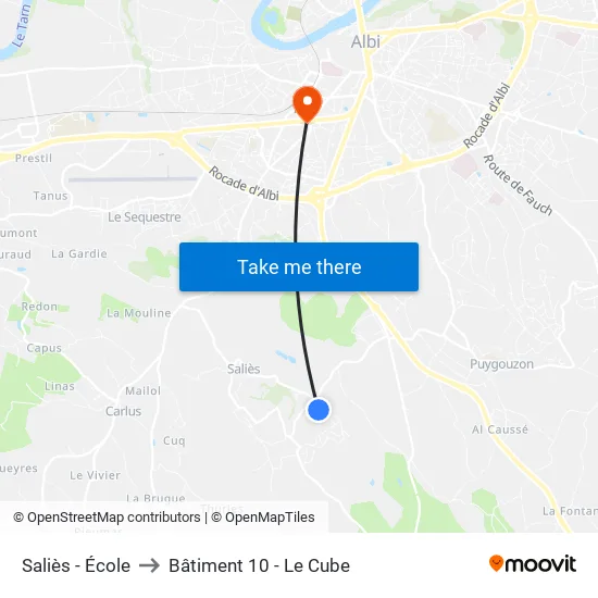 Saliès - École to Bâtiment 10 - Le Cube map
