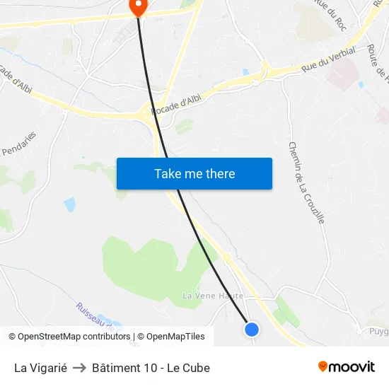 La Vigarié to Bâtiment 10 - Le Cube map
