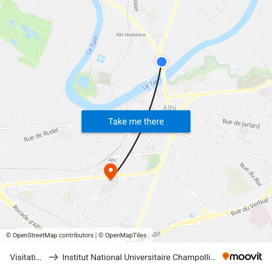 Visitation to Institut National Universitaire Champollion map