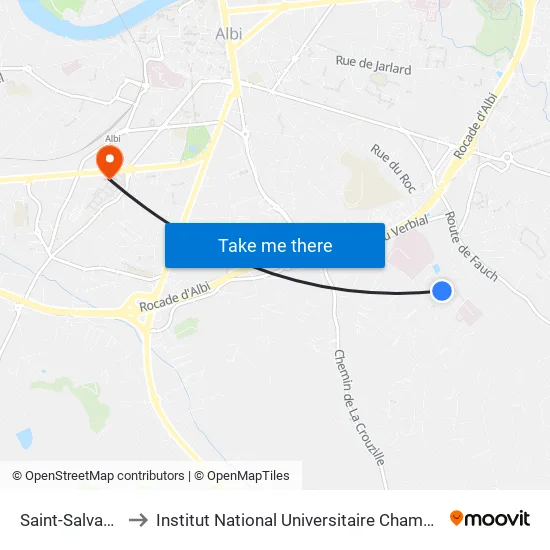 Saint-Salvadou to Institut National Universitaire Champollion map