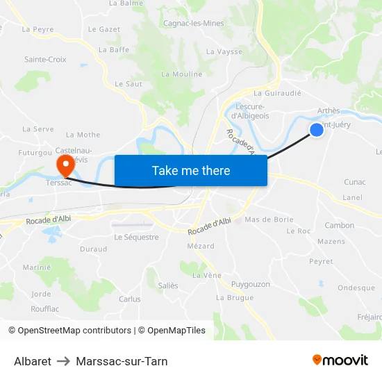 Albaret to Marssac-sur-Tarn map