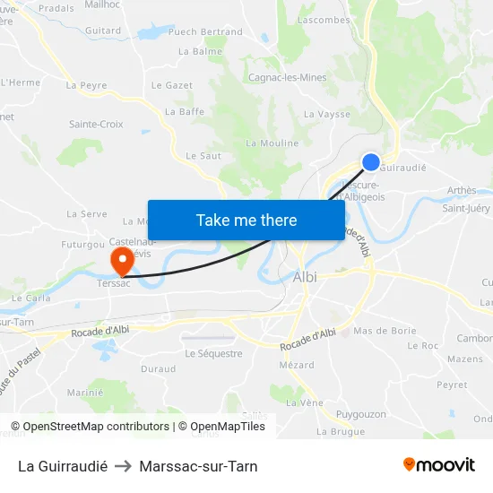 La Guirraudié to Marssac-sur-Tarn map