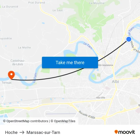 Hoche to Marssac-sur-Tarn map