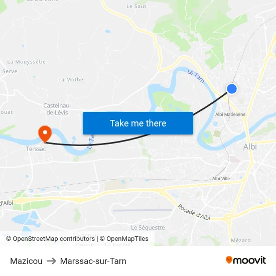 Mazicou to Marssac-sur-Tarn map