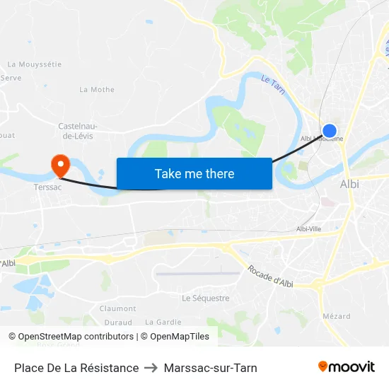 Place De La Résistance to Marssac-sur-Tarn map