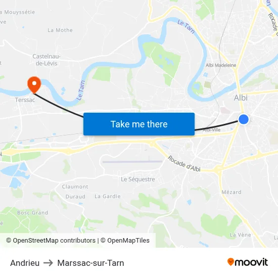 Andrieu to Marssac-sur-Tarn map