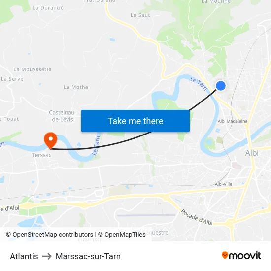 Atlantis to Marssac-sur-Tarn map