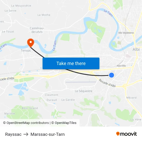 Rayssac to Marssac-sur-Tarn map