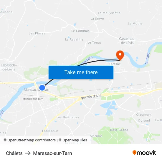 Châlets to Marssac-sur-Tarn map
