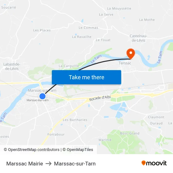 Marssac Mairie to Marssac-sur-Tarn map