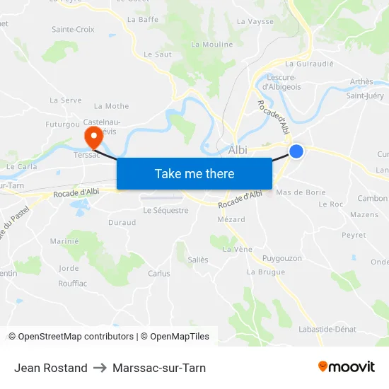 Jean Rostand to Marssac-sur-Tarn map