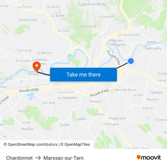 Chardonnet to Marssac-sur-Tarn map