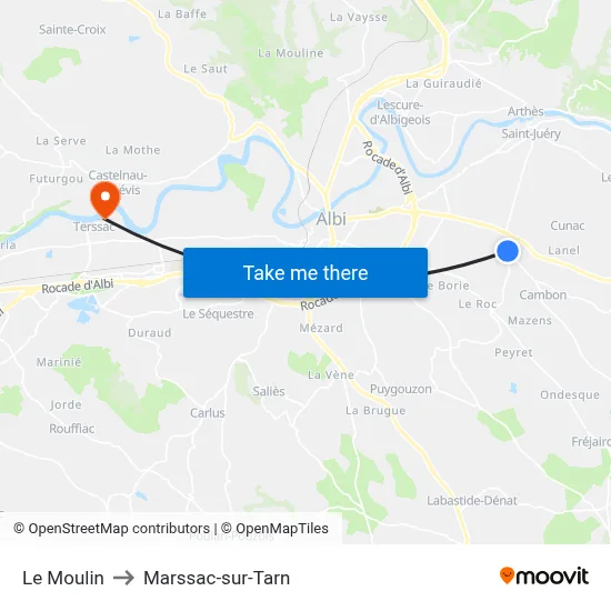 Le Moulin to Marssac-sur-Tarn map