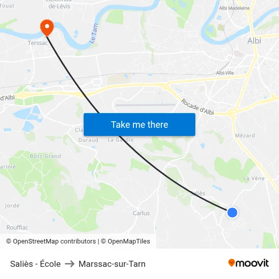 Saliès - École to Marssac-sur-Tarn map
