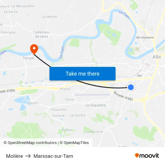 Molière to Marssac-sur-Tarn map