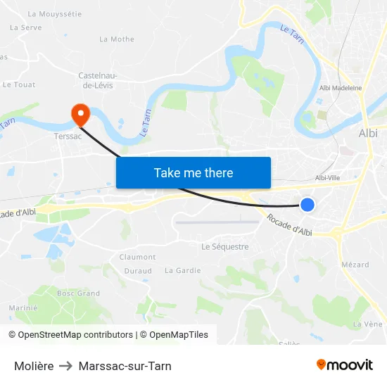 Molière to Marssac-sur-Tarn map