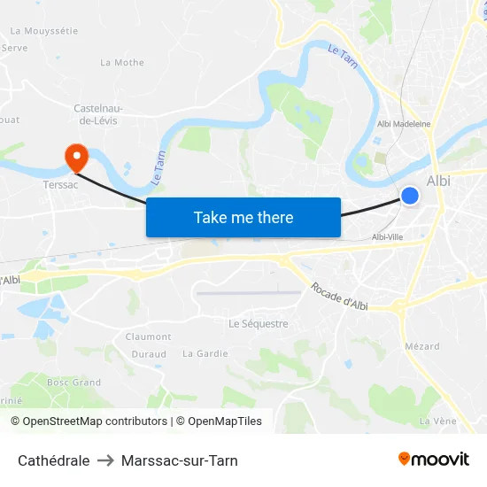 Cathédrale to Marssac-sur-Tarn map