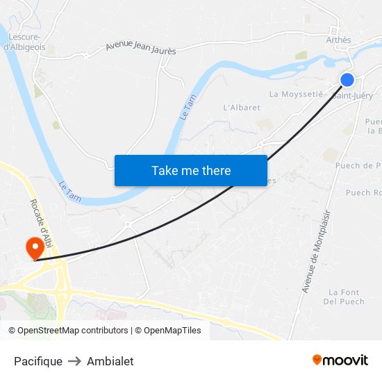 Pacifique to Ambialet map