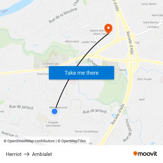 Herriot to Ambialet map