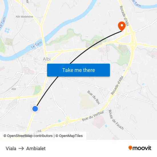 Viala to Ambialet map