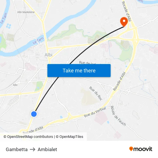 Gambetta to Ambialet map