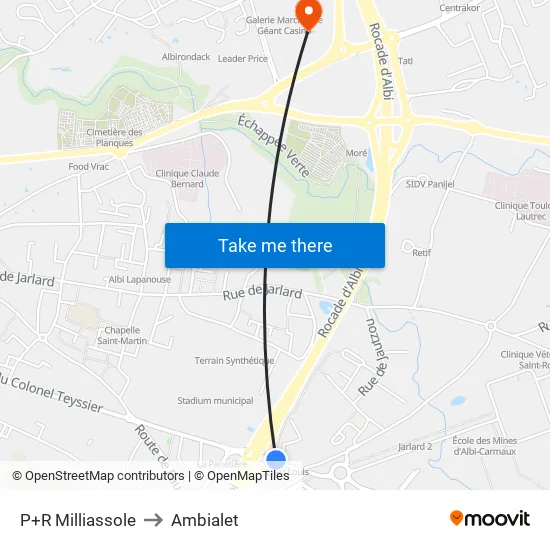 P+R Milliassole to Ambialet map