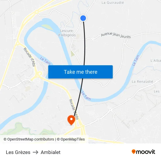 Les Grèzes to Ambialet map