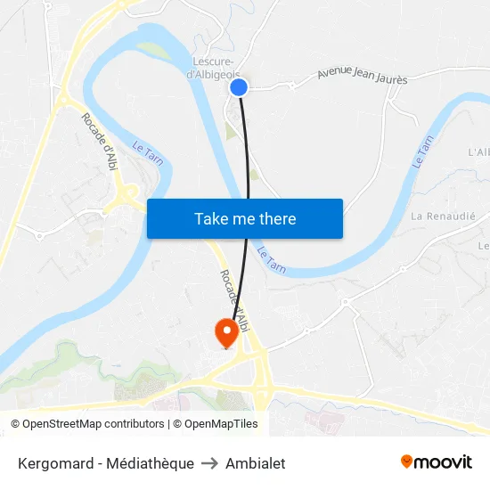 Kergomard - Médiathèque to Ambialet map