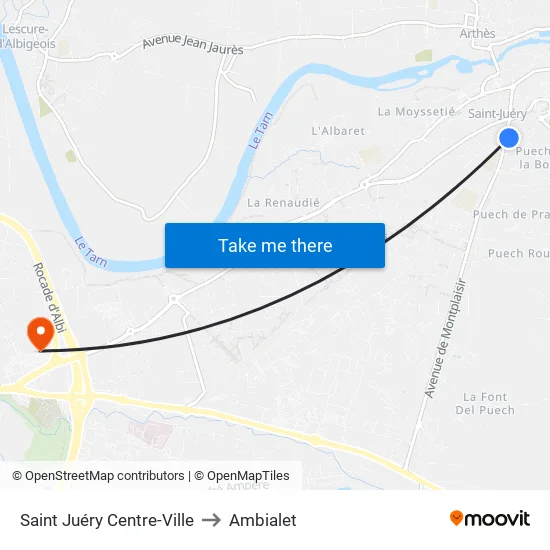 Saint Juéry Centre-Ville to Ambialet map