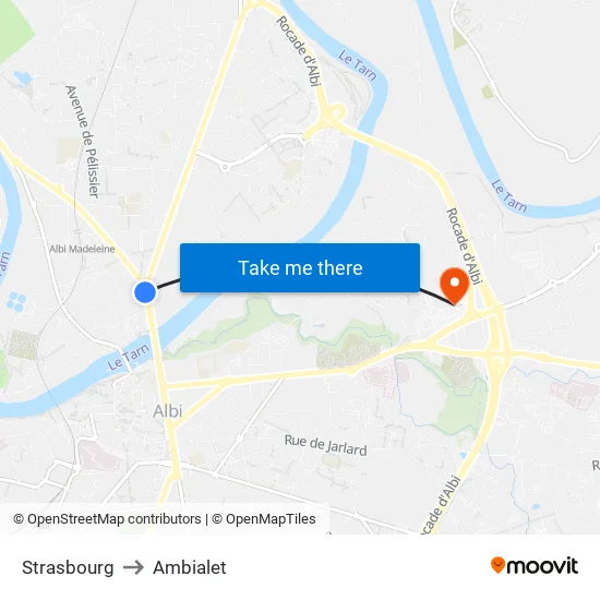 Strasbourg to Ambialet map