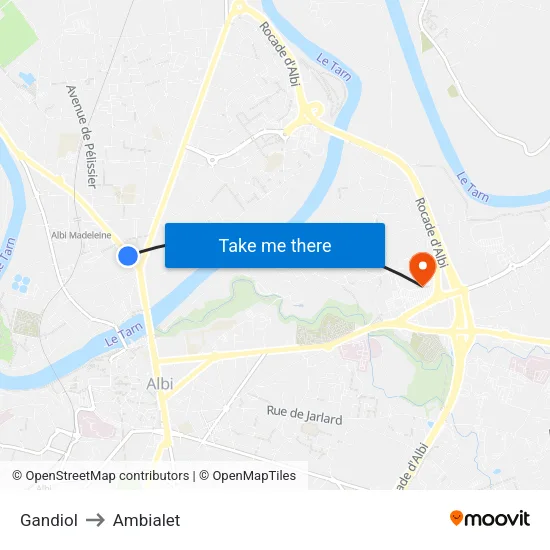 Gandiol to Ambialet map