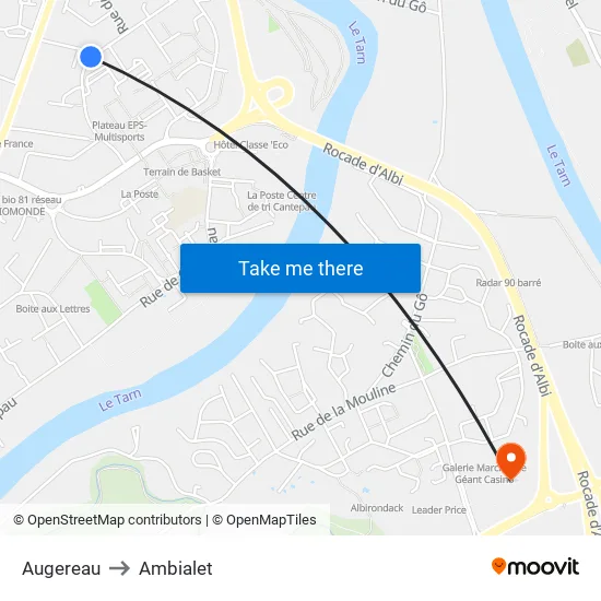 Augereau to Ambialet map