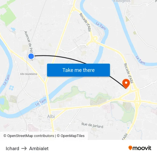 Ichard to Ambialet map