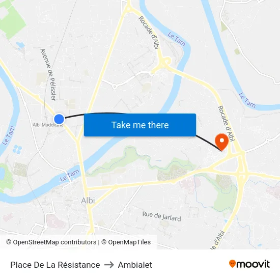 Place De La Résistance to Ambialet map