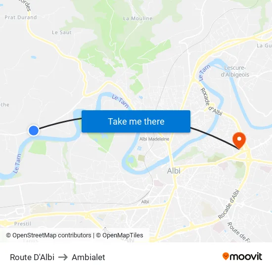 Route D'Albi to Ambialet map